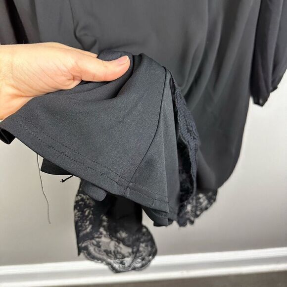 Women’s boho embroidered black chiffon fit flare cocktail plus size 16 dress - Picture 6 of 10